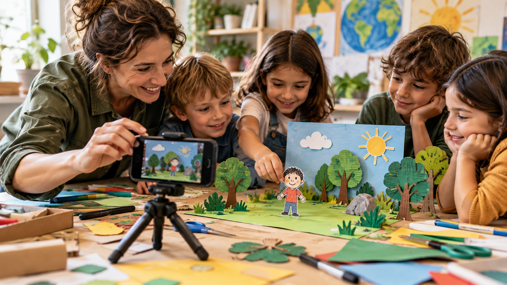 Children taking part in a creative learning activity